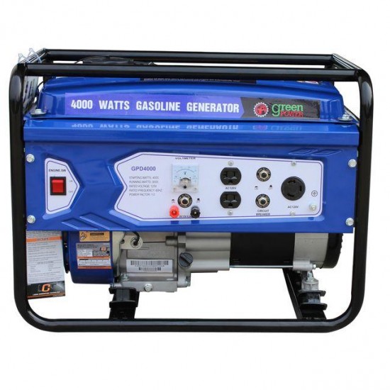 Green-Power America oline Generator Consumer's Select Series GPD4000 delivers 4000 watts of starting power and 3000 watt of continious power.