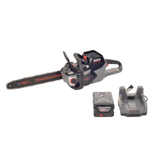 Powerworks 16-inch 60V Brushless Chainsaw, 2.5Ah Battery and Charger Included 2001413