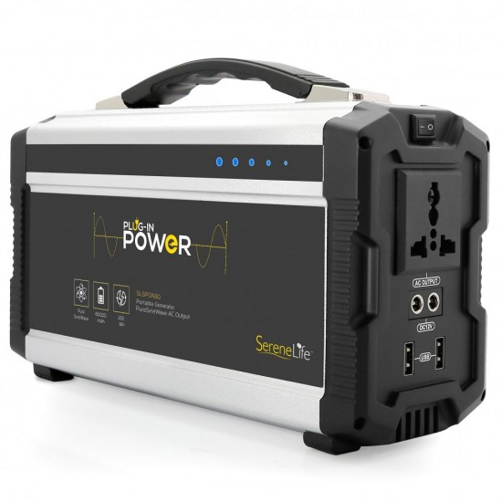 SereneLife SLSPGN30 - Portable Power Generator - Battery Pack Power Supply, Solar Panel Compatible (60,000mAh Capacity)